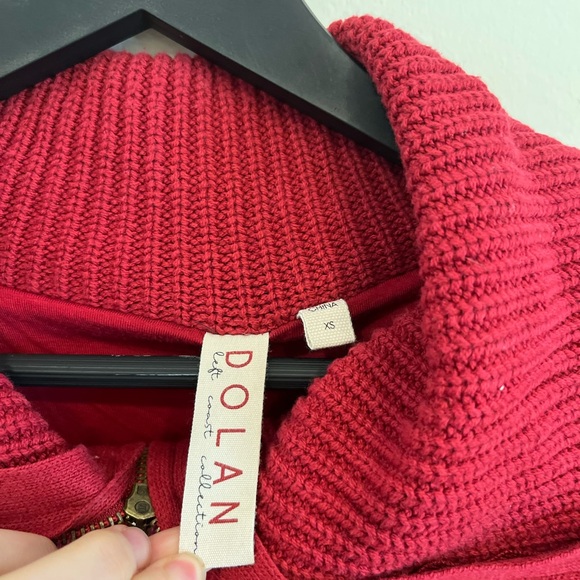 Dolan Left Coast Collection Womens Sz XS Red Half Zip Pullover Sweater - Picture 3 of 5